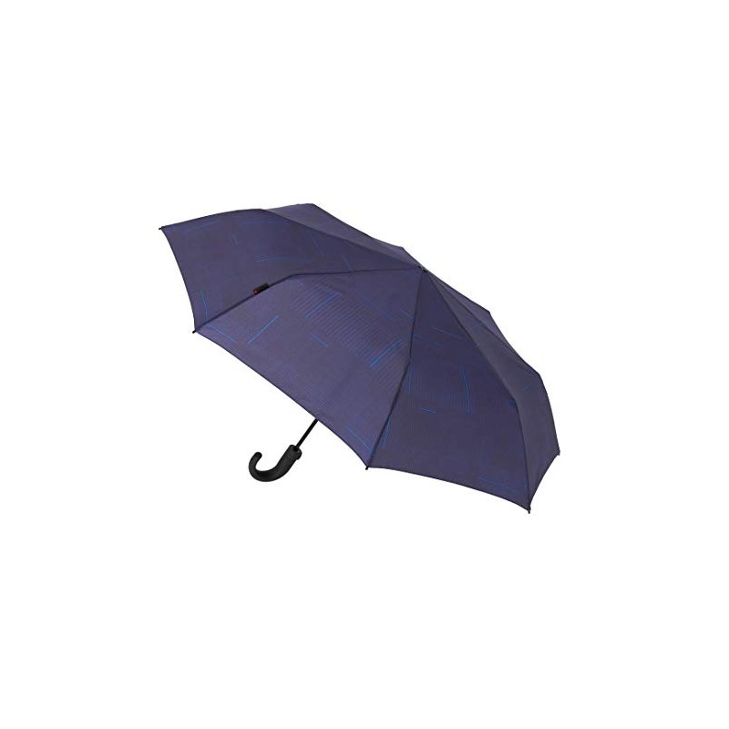 Knirps T.280 MidiumDuomatic CrockHandleSafrty Challenge Blue KNTL280-8434 Folding Umbrella, One-Touch