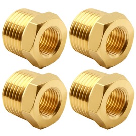 Uenede 4PCS Brass Reducer Bushing, 3/4" NPT Male to 3/8" NPT Female Thread, Hex Reducing Convert Adapter Pipe Fitting Connector for Water/Oil/Gas