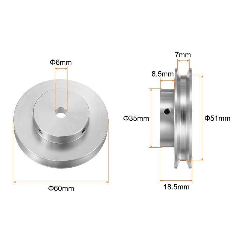 sourcing map Single Groove Pulley 6 mm Fixed Bore 60