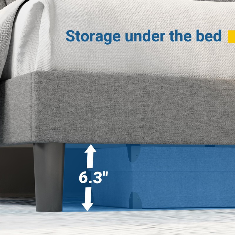 Avenco Queen Bed Frame, Upholstered Platform Bed Frame with Adjustable