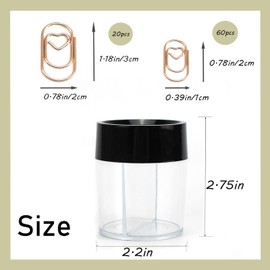 Fatty Shape Paper Clips Dual-Size (0.8/1.2Inch) Anti-Rust Non-Slip Design, 80-Pack Multi-Color Set with Magnetic Paper Clips Holder for Office School