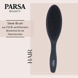PARSA Beauty Sleek Birch Wood and Natural Bristle Brush - Hair Brush for Sleek Look, Shine & Styling Baby Hair