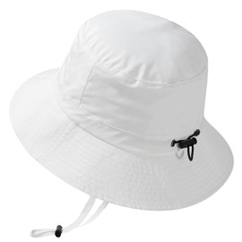 Waterproof Bucket Rain Hat for Men Women Wide Brim Sun Protection Packable Boonie Hat Outdoor Beach Safari Fishing Hat White