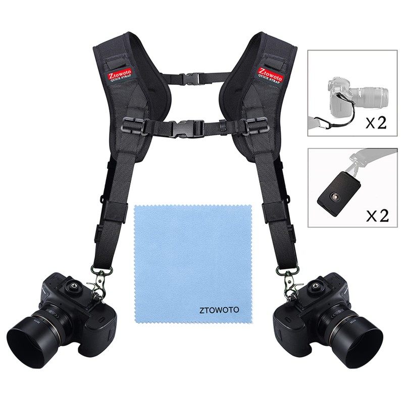 ztowoto Double Shoulder Camera Strap Harness Quick Release Adjustable Dual