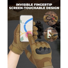 KEMIMOTO Men's Outdoor Gloves, Tactical Gloves, Touch Screen, Breathable, Full Finger, Tactical Gloves for Work, Hiking, Hunting and Security, brown, L