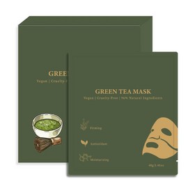 Collagen Green Tea Face Mask – Hydrating, Firming & Antioxidant Sheet Mask with Hyaluronic Acid – High-Potency Real Tea Leaf Infusion, Deionization Soft-Touch Technology, Vegan & Cruelty-Free