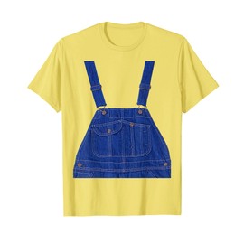 Blue Color Overall Printed On A Yellow Color T-Shirt