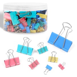 Joyberg - 125 clips para carpetas de colores, varios tamaos, 6 tamaos para carpetas de papel, sujeta documentos para suministros de oficina, hogar,...