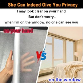 Frosted Glass Window Privacy Film Decorative with Tools, 2 Way Frosting Privacy Film for Glass Door, Static Cling Tint for Home Anti-UV, Covering Clings 23.6" by 77"