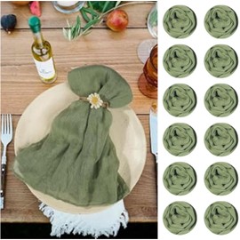 120 Pack Gauze Cheesecloth Napkins 19.7 x 19.7 Inch Dinner Cloth Napkins Bulk, Soft Table Napkins with Wrinkle Decorative Sage Green Cloth Napkins for Home Wedding Rustic Table Decoration
