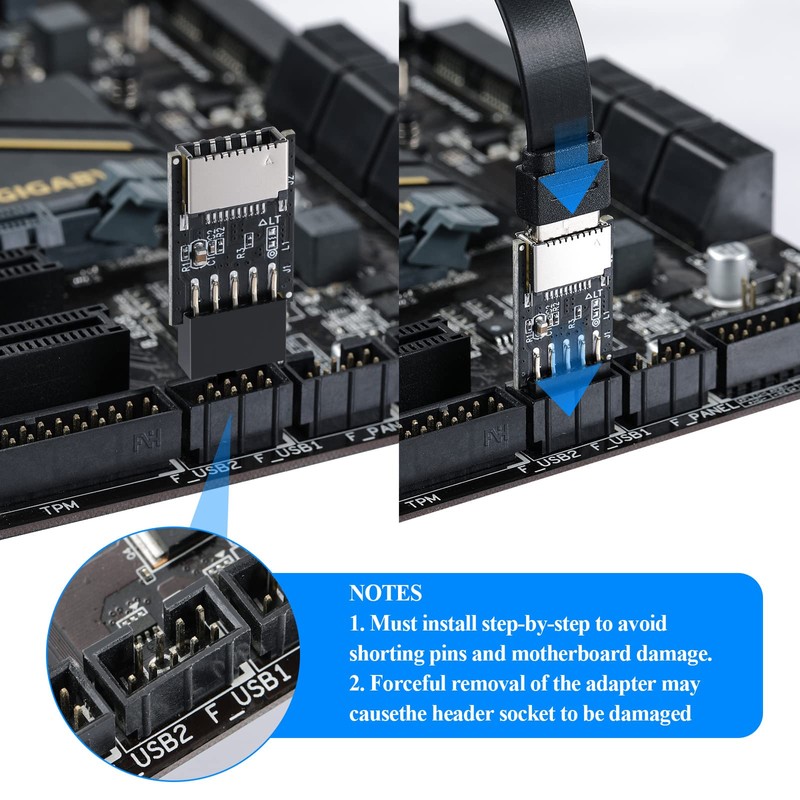 MZHOU USB 3.2 Type-E to USB 2.0 9-Pin Adapter -