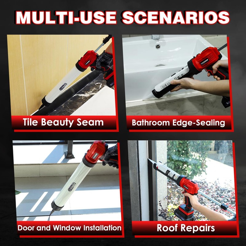 VISHIGH 2 in 1 Cordless Caulking Gun with 2 Batteries,