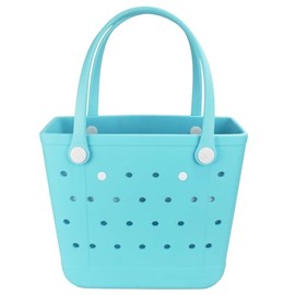 Hixulam Large Rubber Beach Bag, Washable Moisture Resistant Durable Open Hole Tote Bag Beach Vacation Essentials