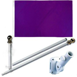 K's Novelties Purple Solid 2 x 3 FT Flag Set + 6-Ft Spinning Flag Pole + Bracket Tangle Free