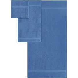 SIMPLI-MAGIC Bath Towels Set, 2 Bath Towels, 2 Hand Towels, and 6 Washcloths (10 Piece Set), Ring Spun Cotton Highly Absorbent Towels for Bathroom, Shower Towel (Blue)