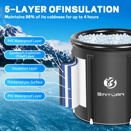 B&Y Ice Bath Tub, Ice Cold Plunge Tub Cold Water Plunge for Athletes Recovery, Multiple Layered Ice Pod Barrel, Inflatable Icebath Tub at Home (106 Gallons)