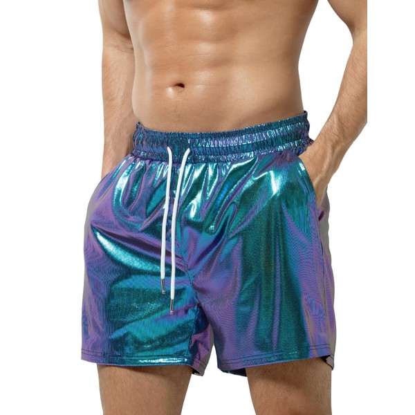 Arjen Kroos Men's Metallic Shiny Shorts Sexy Sparkly Rave Hot