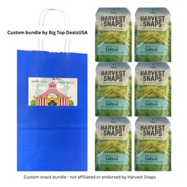 Big Top Deals USA Blue Paper Bag (5.25x3.2x8) with Snaps Veggie Chips Caesar 6-Pack – Custom Bundle Pack