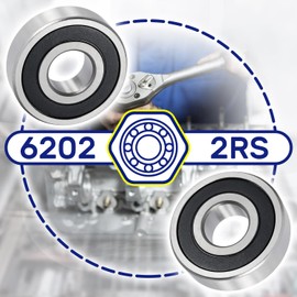 Ball Bearing 6202 2RS for Washing Machine with Size 15 x 35 x 11 mm Pack of 2 MONTERAL