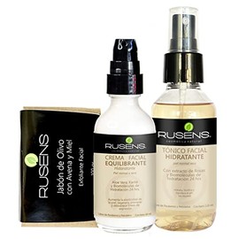 Rusens - Kit Hidratante, Kit de Hidratación Profunda para tu Piel, Contiene Jabón de Avena con Miel, Tónico Facial Hidratante y Crema Facial...       