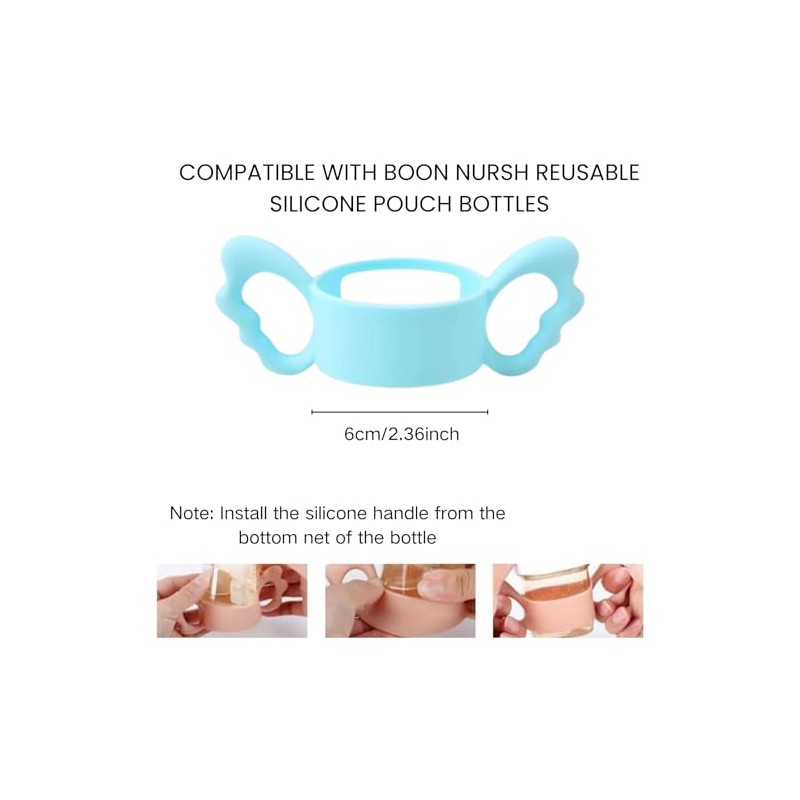 4 Pack Bottle Handles Compatible with Boon Nursh Reusable Silicone