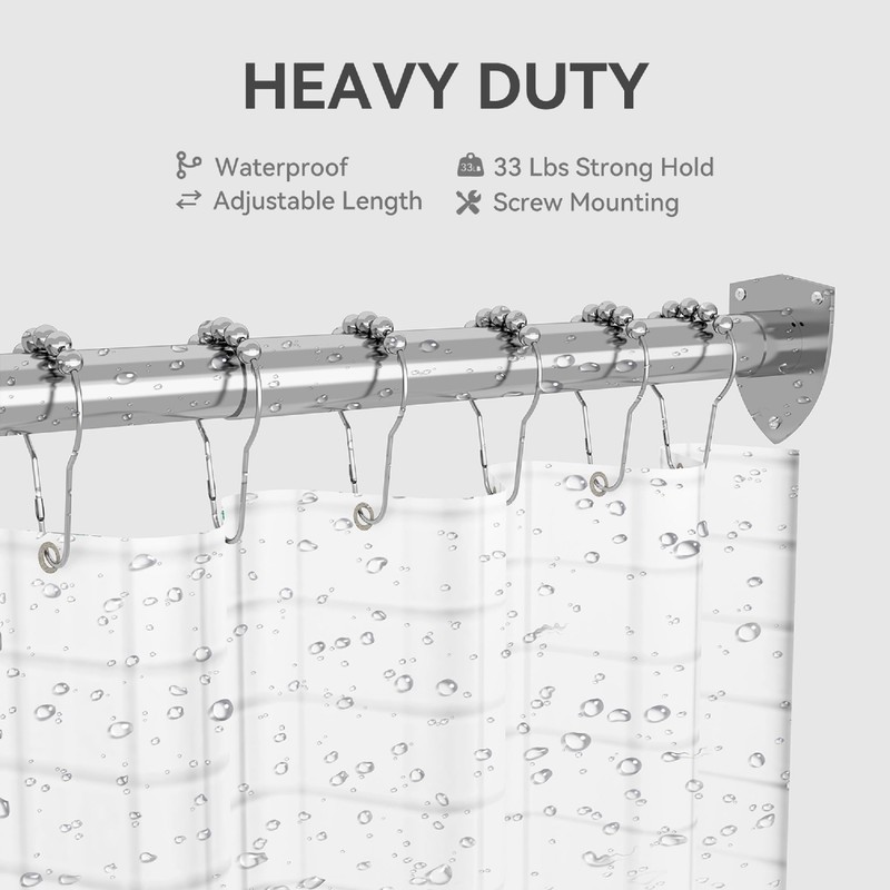U Shaped Shower Curtain Rod, Adjustable Corner Shower Curtain Rod