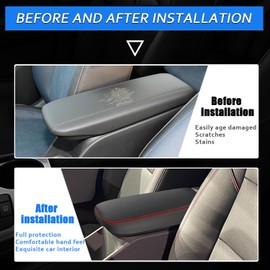 XYHGM Car Center Console Armrest Cover for 2024 2025 Chevy Trax Leather Anti-Scratch Central ArmRest Box Lid Seat Cover Protector Cushion Interior Accessories-Red Stitches