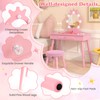 HONEY JOY Kids Vanity with Lights, Princess Wooden Makeup Table