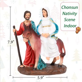 Chonsun Christmas Village 7.9 Inch Nativity Sets Figurine Nativity Scene Interior Display Figurines Decorations Room Tabletop Indoor Decor