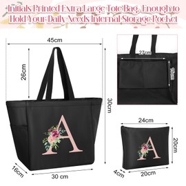 Ysound Initials Women's Tote Bag, Waterproof Handbag Women, Shopping Bag with Inner Pocket, Carry Bag and Cosmetic Bag, Initials Gift for Women, Girlfriend, Mum, Birthday, Valentine's Day, a
