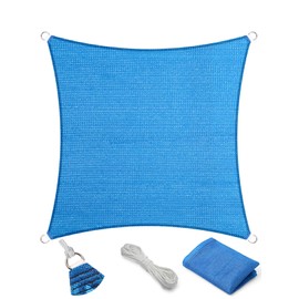 Eden's Decor Square 16' x 16' Blue Sun Shade Sail Canopy UV Block for Backyard Porch Pergola Lawn Garden Carport