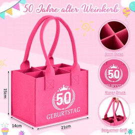 Jadive Prosecco Women's Handbag Felt Bag for 6 Bottles Bottle Bag Bottle Basket Funny Socks Bottle Carrier Shopping Bag Gifts for Wife Girlfriend, Null, 50th birthday