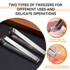2Pcs Fish Bone Tweezers Set, Professional Stainless Steel Flat and
