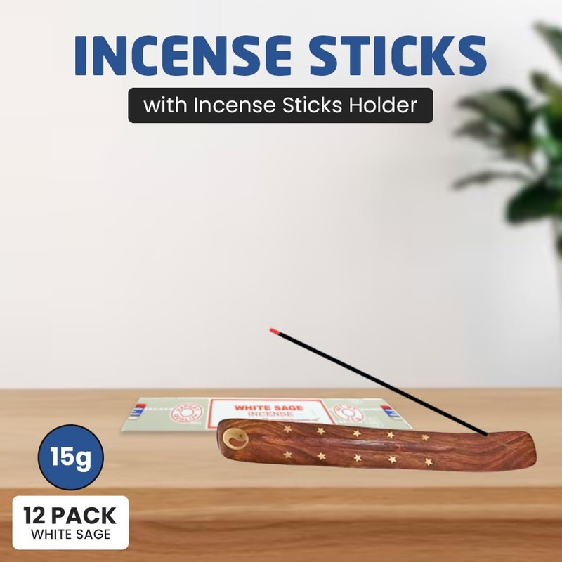 12x15g Incense Sticks with Incense Sticks Holder for Meditation, Aromatherapy,