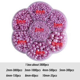 5800pcs Half Pearls for Crafts, Flatback Pearls for Artwork Making, DIY Rhinestones Accessory Nail Art, Face Gems Jewels - Light Purple