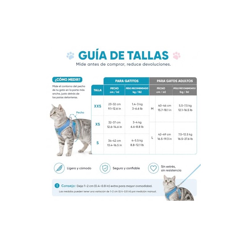 Pack de 2 Arnés para Perro y Gato con Correa