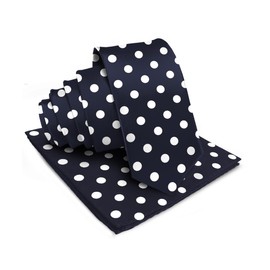 Vittorio Farina - Corbata de lunares y bolsillos cuadrados – Juego de corbatas para hombre – Accesorios de moda para hombre para cualquier ocasión, Navy & White (04), Talla única