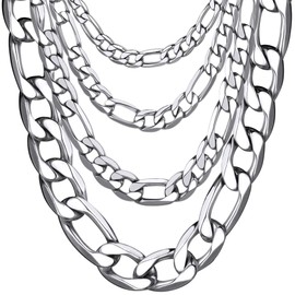 Men's Necklace Chain 4mm 20 inch Figaro Link Chain Neck Chain