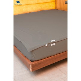 RAJVEER TEXTILE Zipper Fitted Sheet (Includes 1 Fitted Base & 2 Zip-On Sheets) - Upto 15” Inch Deep Pockets King Size Easy to Change, Sateen Cotton 600 TC Zip-On Fitted Sheet – Light Grey