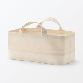Muji 23089999 Cotton Canvas Soft Box with Handle, Slim, Small, Approx. Width 14.6 x Depth 7.3 x Height 6.3 inches (37 x 18.5 x 16 cm)