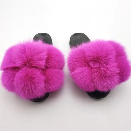 2027 NEW KJ Colorful Ladies Slippers Fluffy Sexy Slippers for Women Flat Home Woman's Indoor Warm Furry ShoesColor: Purple, US Size: 8