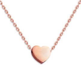 Jude Jewelers Stainless Steel Sliding Float Heart Shaped Charm Necklace (Single Heart-Rose Gold)