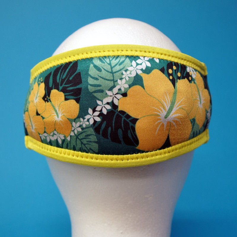 SeaCanary Snorkeling Diving Mask Strap Cover Hawaiian Hibiscus Yellow