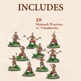 Wargames Delivered - Mythic Americas Nations: Mohawk Warriors with Tomahawks - 28mm Miniatures - 10 Metal Infantry, Digital Bundle - Action Figures Model Kit by Warlord Games