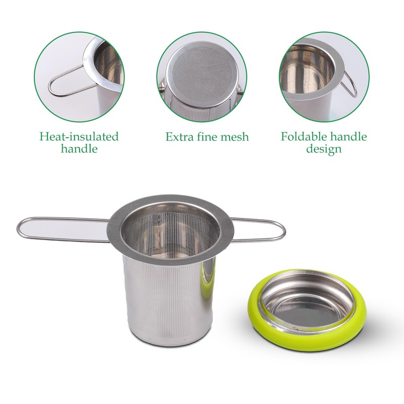 Fenshine Tea Infuser Stainless Steel Tea Strainer Folding Handle Tea