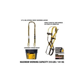 DEWALT Fall protection compliance kit with, D1000 harness, 5 Point Adjustment with Pass-Thru Chest and Tongue Buckle Legs