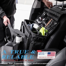 FUNYAGO Patrol Bag, Patrol Bag Law Enforcement, Car Front Seat Organizer with 15.6” Tablet and Laptop Storage for Law Enforcement, Police Patrol, MOLLE Compatible