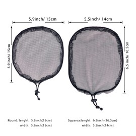 6 Pcs Black Weaving Net Cap Elastic Drawstring Ponytail Hair Net for Making Afro Puff Hair Bun Hair Wig Making Tools for Women (3 Pcs Round 3 Pcs Square)