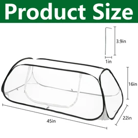 45" x 22" x 16" Pop Up Garden Rows Plants Cover, Raised Garden Beds Vegetable Rows Plant Protector, Insect Bird Barrier Plant Net Cage with Stakes for Protecting Seedlings Fruits Vegetable Row