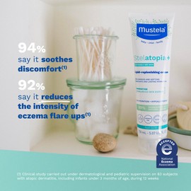 Mustela Stelatopia+ - Lipid-Replenishing Cream - Moisturizer for Eczema-Prone Skin - With Natural Sunflower Oil and Prebiotic - EWG Verified - For Babies, Kids & Adults - Fragrance Free -10.14 fl oz